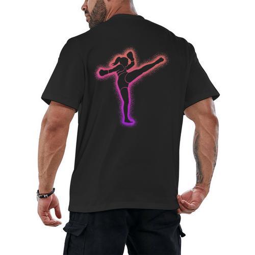 Muay Thai Martial Arts Kickboxer Women Girls Kickboxing Men's Back Print T-Shirt - Nak Muay Co.