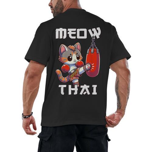 Muay Thai Meow Thai & Thai Boxing Muay Thai Cat Men's Back Print T-Shirt - Nak Muay Co.