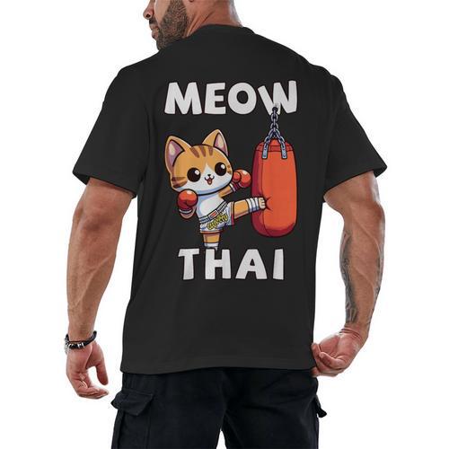 Muay Thai Meow Thai Thai Boxing For Boys Muay Thai Cat Men's Back Print T-Shirt - Nak Muay Co.