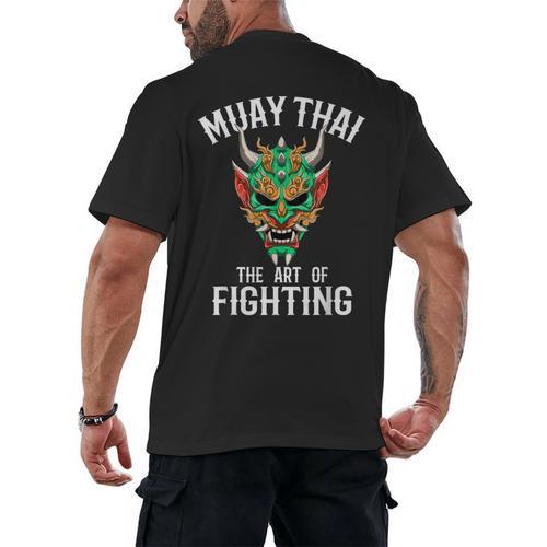 Muay Thai Oni Mask Thai Boxing And Kickboxing Men's Back Print T-Shirt - Nak Muay Co.