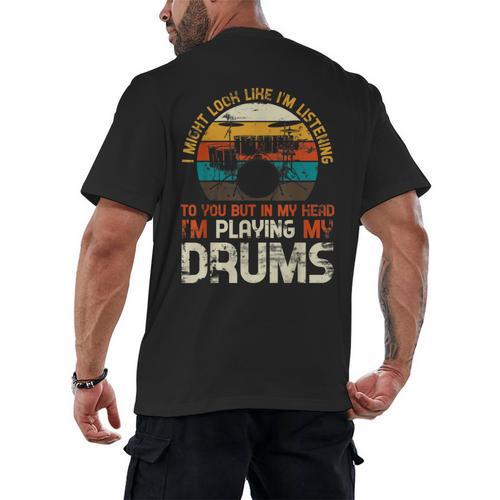 Musician Drummer Music Lover Drum Kit Men's Back Print T-Shirt - Downbeat Supply