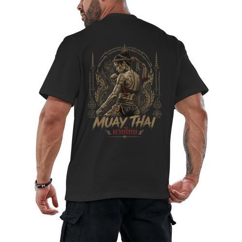 Old School Muay Thai Student Thai Boxing Fighter Men's Back Print T-Shirt - Nak Muay Co.