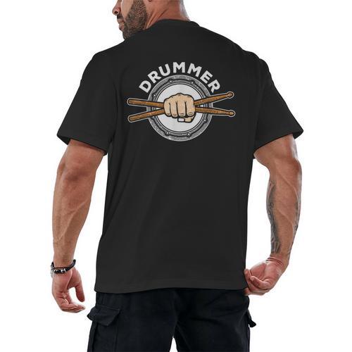 Percussion Drum Sticks Drummer Quote Drum Kit T-Shirt Men's Back Print T-Shirt - Downbeat Supply