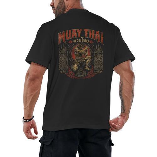 Retro Muay Thai Discipline Thai Boxing Warrior Art Men's Back Print T-Shirt - Nak Muay Co.