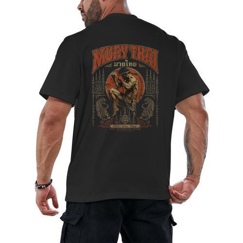 Retro Nak Muay Muay Thai Fighter Thai Boxing Gym Men's Back Print T-Shirt - Nak Muay Co.