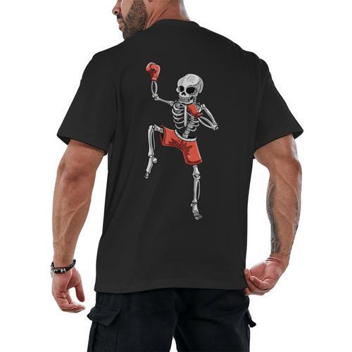 Skeleton Muay Thai Halloween Kickboxing MMA Fighter Costume Men's Back Print T-Shirt - Nak Muay Co.