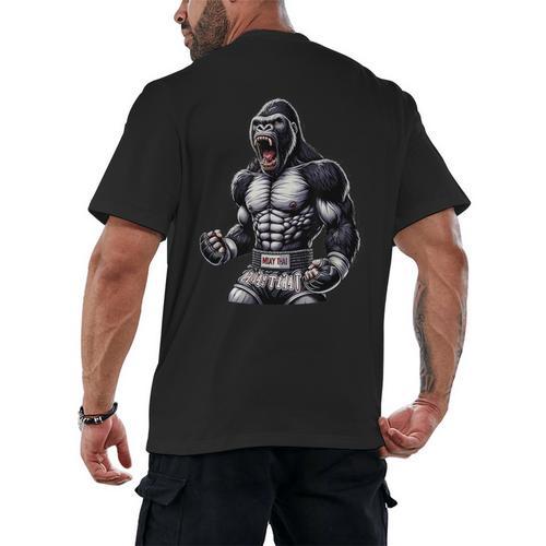 Strong Muay Thai Gorilla Thai Boxing And Fighting Men's Back Print T-Shirt - Nak Muay Co.