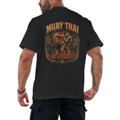 Vintage Muay Thai Thai Boxing Nak Muay Fighter Art Men's Back Print T-Shirt - Nak Muay Co.
