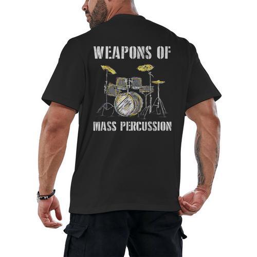 Weapons Of Mass Percussion Band Best Drummer Drum Kit Men's Back Print T-Shirt - Downbeat Supply