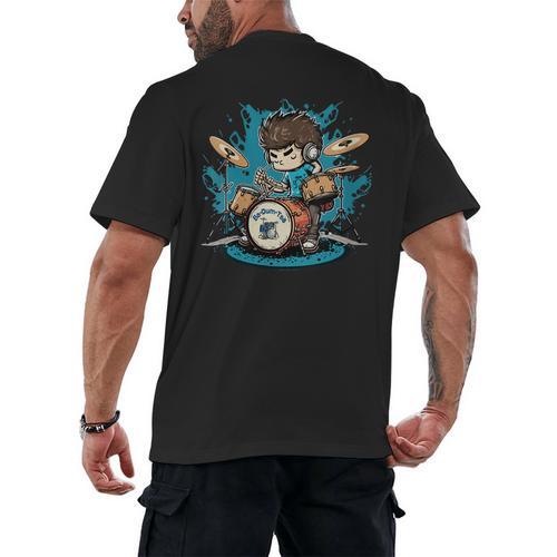 Women's Drum Set Drumming Drummers Drum Kits Music Men's Back Print T-Shirt - Downbeat Supply
