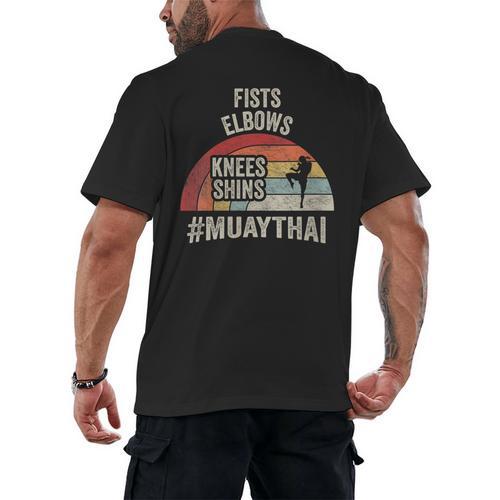 Women's Retro Muay Thai Martial Arts Fighter Graphic Men's Back Print T-Shirt - Nak Muay Co.