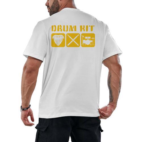 Drum Kit Band Drumming Drumsticks Musical Drums Men's Back Print T-Shirt - Downbeat Supply