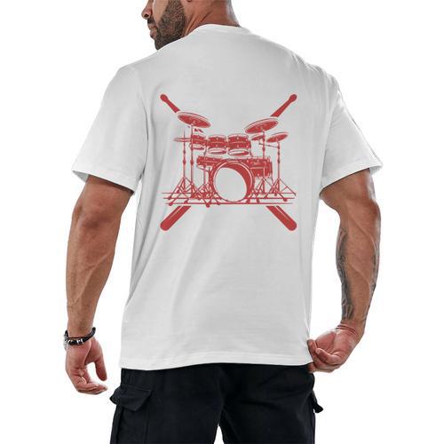 Drum Kit Percussion For Drummer Percussionist Musician Sweatshirt Men's Back Print T-Shirt - Downbeat Supply