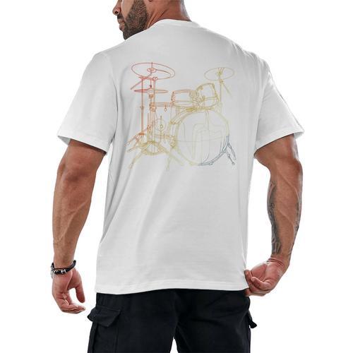 Drum Kit Vintage Look Music Concert Sweatshirt Men's Back Print T-Shirt - Downbeat Supply