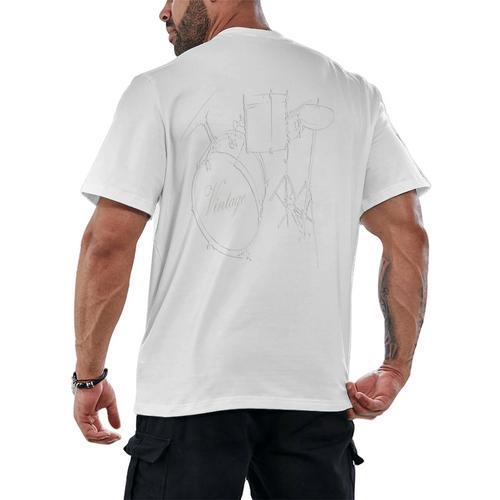 Drum Kit Vintage Drum Set Drummer Men's Back Print T-Shirt - Downbeat Supply