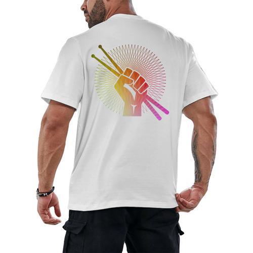 Drummer Drumsticks Fist Drum Kit Sweatshirt Men's Back Print T-Shirt - Downbeat Supply