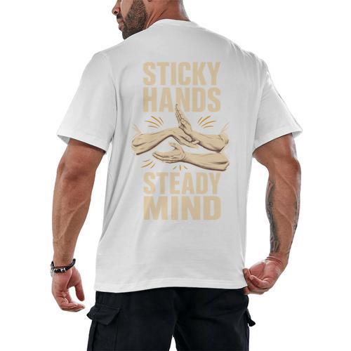 Sticky Hands Steady Mind Muay Thai Boxing Men's Back Print T-Shirt - Nak Muay Co.