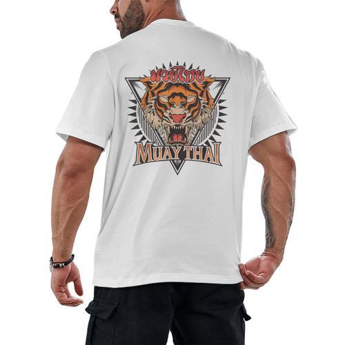 Tigar Muay Thai MMA Vintage Kickboxing Training Men's Back Print T-Shirt - Nak Muay Co.