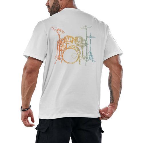 Vintage Drummer Drum Kit Men's Back Print T-Shirt - Downbeat Supply