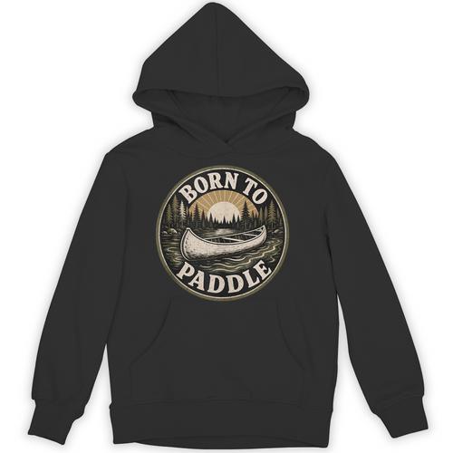 Born To Paddle Canoe Vintage Outdoor Adventure Unisex Hoodie - Paddle Life