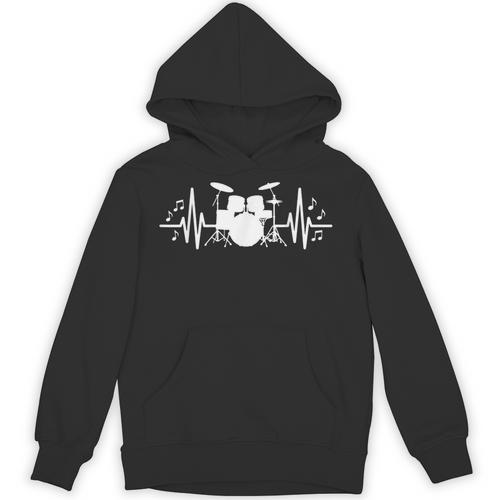 Drum Kit Heartbeat Drummer Music Lover EKG Pulse Set Note Unisex Hoodie - Downbeat Supply