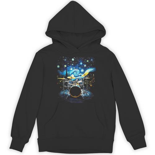 Drum Kit Percussionist Drummer Van Gogh Drums Unisex Hoodie - Downbeat Supply