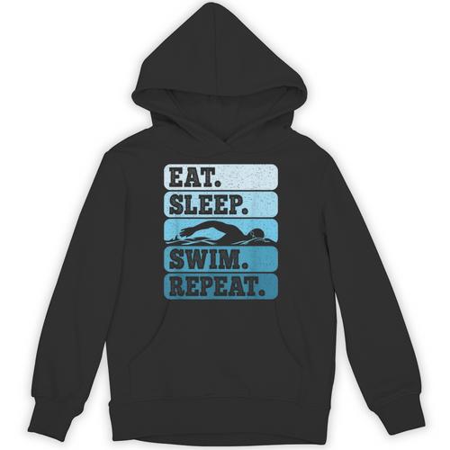 Eat Sleep Swim Vintage Swimming Lover Swimmer Men Women Unisex Hoodie - SwimGear Co