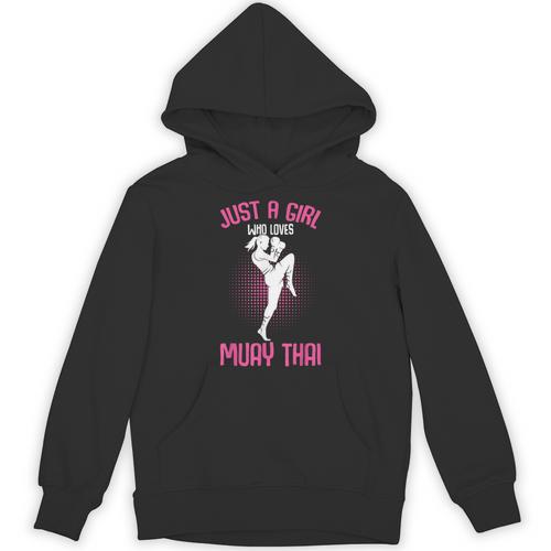 Just a Girl Who Loves Muay Thai Kids Girls Unisex Hoodie - Nak Muay Co.