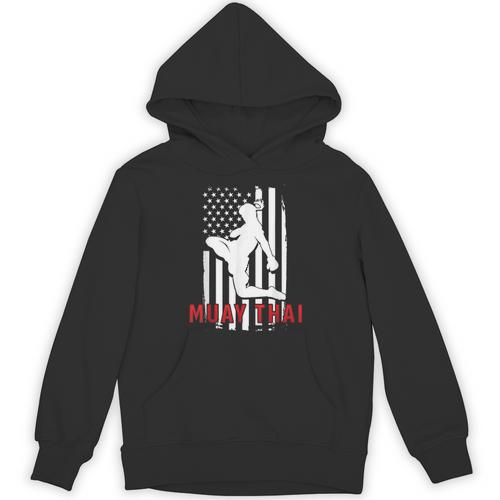 Muay Thai American Flag Fighter Patriotic Unisex Hoodie - Nak Muay Co.