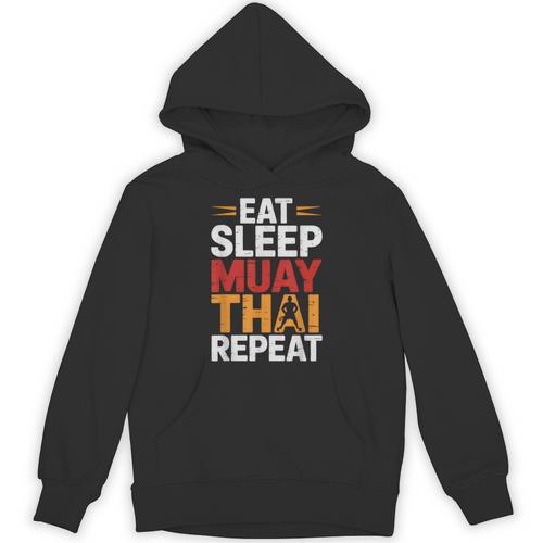 Muay Thai Fighter Eat Sleep Repeat Lifestyle Training Unisex Hoodie - Nak Muay Co.