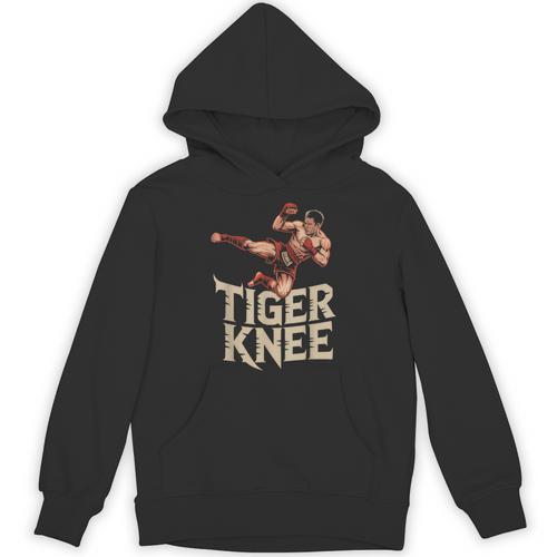 Muay Thai Fighter Tiger Knee Vintage Distressed Badge Unisex Hoodie - Nak Muay Co.
