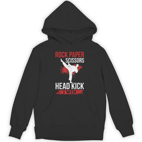 Rock Paper Scissors Head Kick I Win Muay Thai Unisex Hoodie - Nak Muay Co.