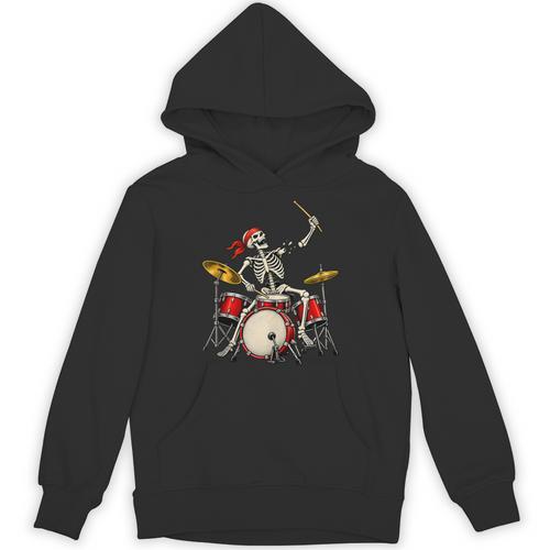 Skeleton Drummer Skull Drum Kit Halloween Sleeveless Unisex Hoodie - Downbeat Supply