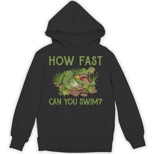 Swimmer Crocodile Swimming Humor How Fast You Can Swim Unisex Hoodie - SwimGear Co