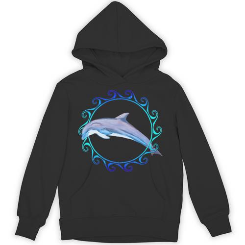 Swimming Dolphin Maori Sun Tribal Waves 2-Sided Unisex Hoodie - SwimGear Co