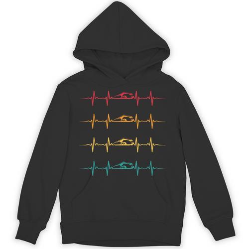 Swimming Swimmer Heartbeat Vintage Men Boys Women Swim Lover Unisex Hoodie - SwimGear Co