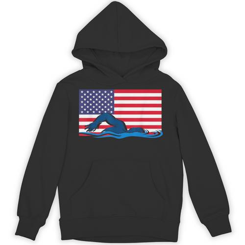 USA Flag Swimmer Swimming Sport Athlete Swim Swimming Unisex Hoodie - SwimGear Co
