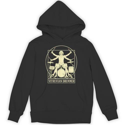 Vitruvian Drummer Drum Kit Music Lover Musician Men Unisex Hoodie - Downbeat Supply