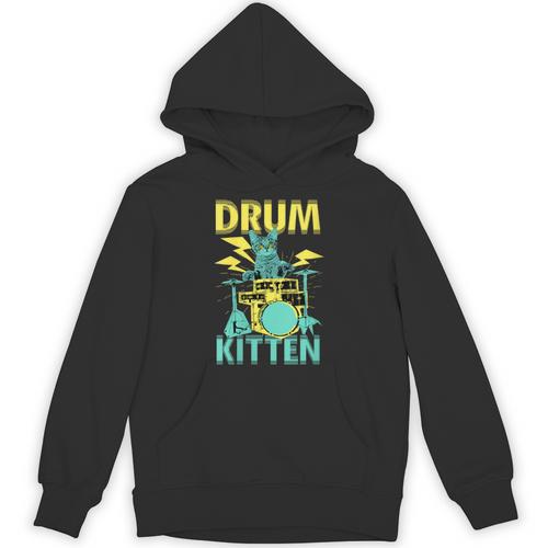 Women's Cute Drummer Cat Drum Kitten Unisex Hoodie - Downbeat Supply