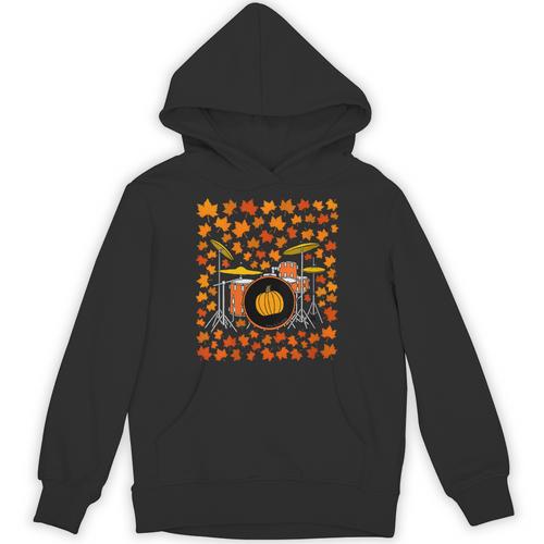 Women's Drum Kit With Leaves Fall Drummer Autumn Musician Unisex Hoodie - Downbeat Supply