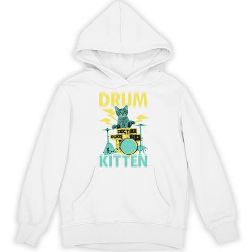 Cute Drummer Cat Drum Kitten Unisex Hoodie - Downbeat Supply