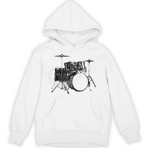 Drum Kit Drummer Band Musical Instrument Rock Music Raglan Baseball Tee Unisex Hoodie - Downbeat Supply