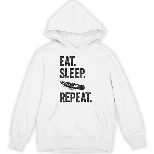 Eat Sleep Canoe Repeat Canoeing Outdoors Raglan Baseball Tee Unisex Hoodie - Paddle Life