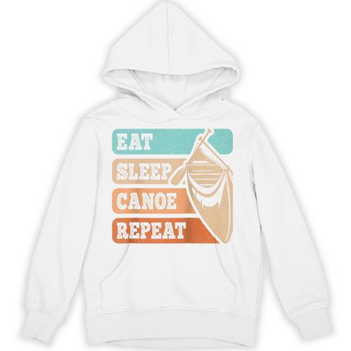 Eat Sleep Canoe Repeat Vintage Canoeing Canoeist Men Boys Raglan Baseball Tee Unisex Hoodie - Paddle Life