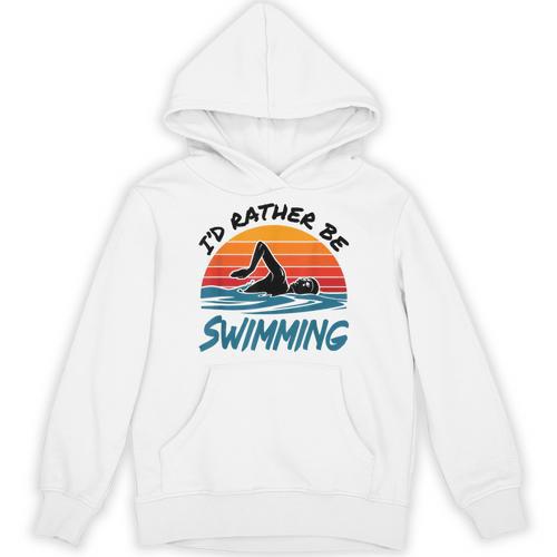 I'd Rather Be Swimming Retro Swim Swimmer Unisex Hoodie - SwimGear Co