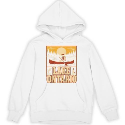 Lake Ontario Canoe Fishing Light House Sunset Retro Raglan Baseball Tee Unisex Hoodie - Paddle Life
