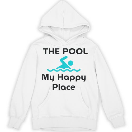 The Pool Is My Happy Place Swimming Quote Unisex Hoodie - SwimGear Co