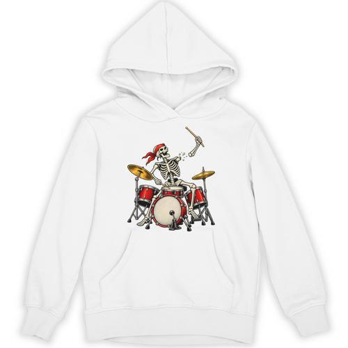 Skeleton Drummer Skull Drum Kit Halloween Unisex Hoodie - Downbeat Supply
