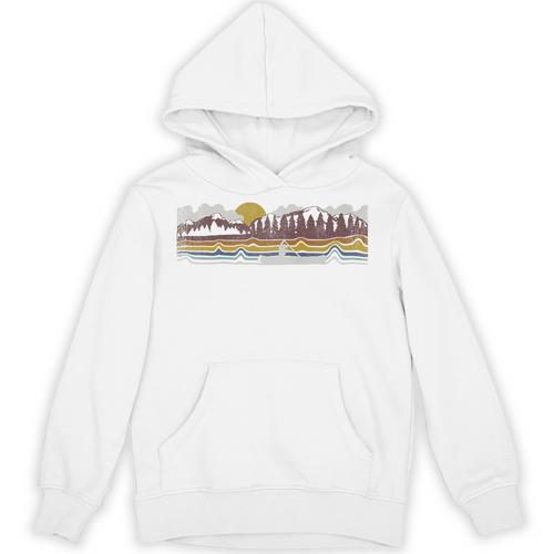 Trendy Canoe Silhouette Colourful Landscape Raglan Baseball Tee Unisex Hoodie - Paddle Life