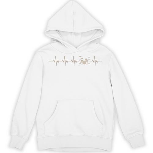 Vintage Drum Kit Heartbeat Graphic For Drummers Unisex Hoodie - Downbeat Supply